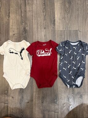Puma Baby One-Piece Bodysuits - Red, Cream, Navy